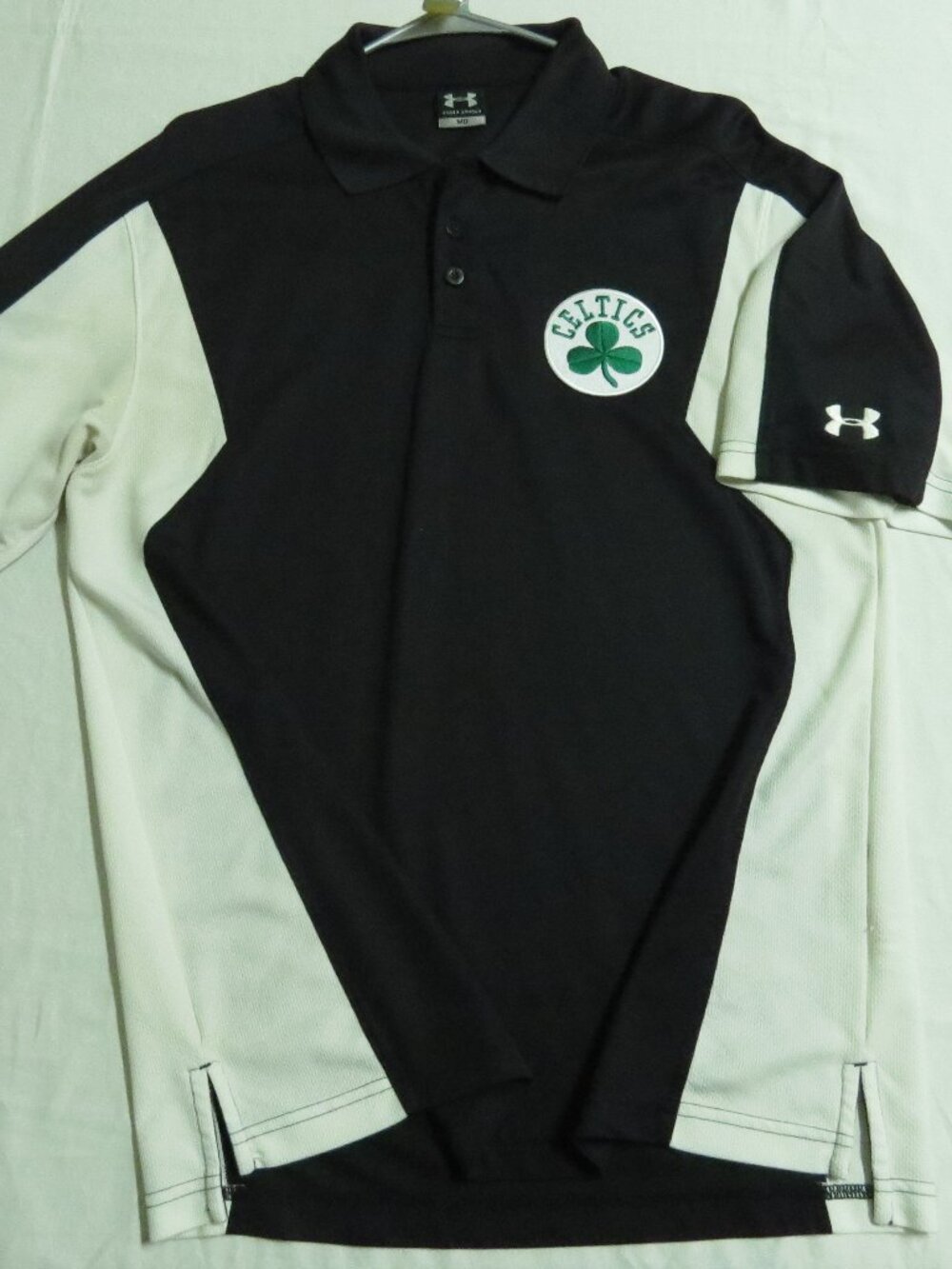 Sz M CELTICS Black/Silver Performance Men's db #510 Polo Shirt